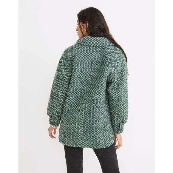 Madewell Belrose Shirt-Jacket in Jacquard Check Women's L Color Palm - Picture 4 of 10